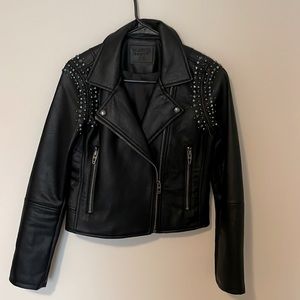 Blank NYC turquoise studded leather jacket